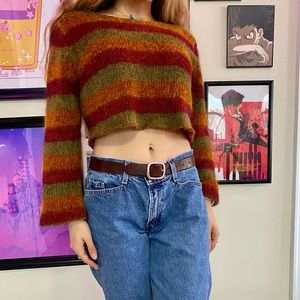 Unif Inspired Striped Cropped Sweater